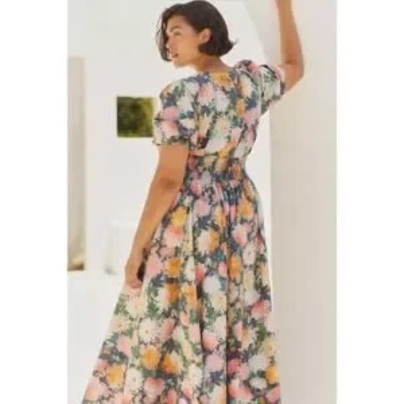 ANTHROPOLOGIE sz p xxs The Katerina Button Front dress in Blue Floral motif - Picture 4 of 5